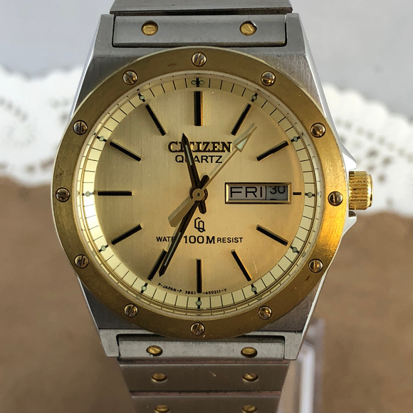 Citizen | Accessories | Vintage Citizen Stainless Steel Mens 2 Tone Watch |  Poshmark